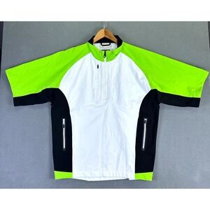 Footjoy Windbreaker Jacket Mens Large Green White Dryjoys Tour XP Half Sleeve